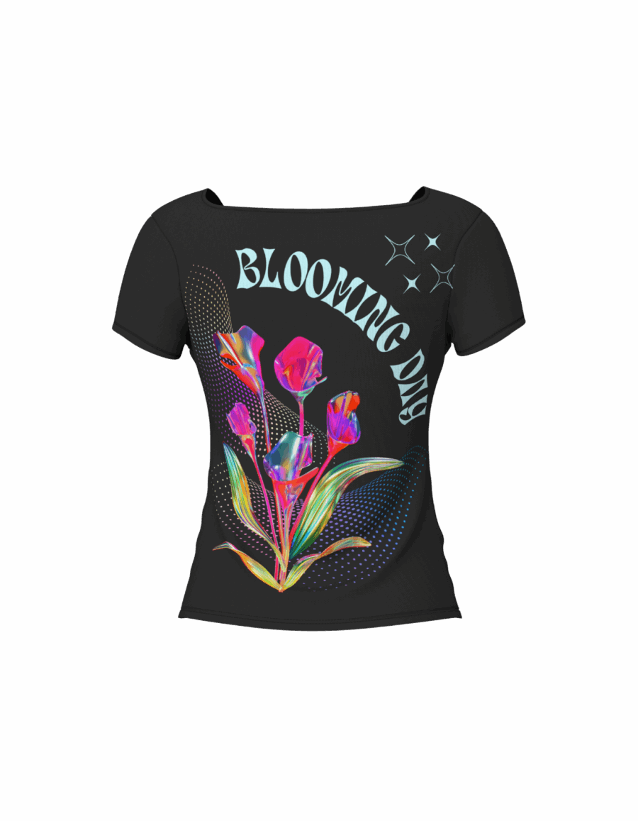 The "Holographic Bloom" Square Neck Tee - Image 2