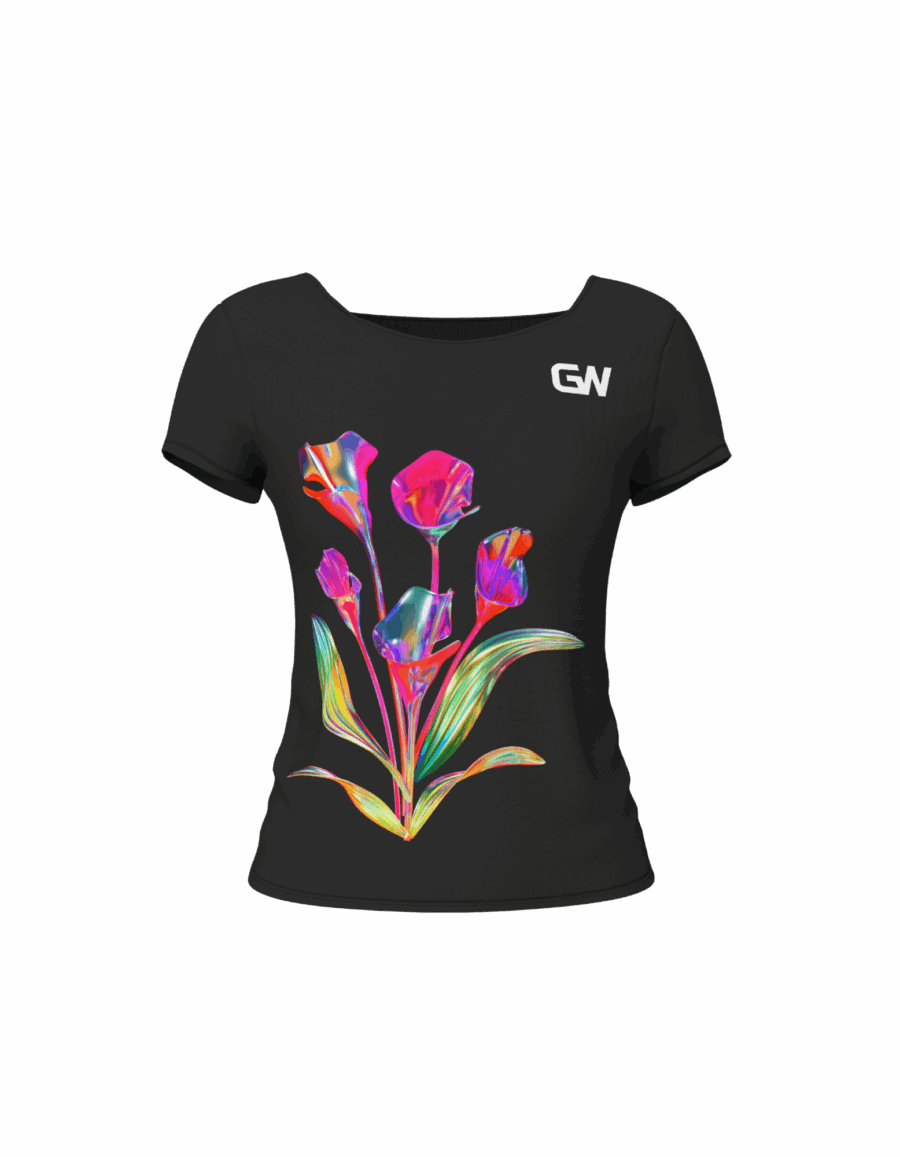 The "Holographic Bloom" Square Neck Tee