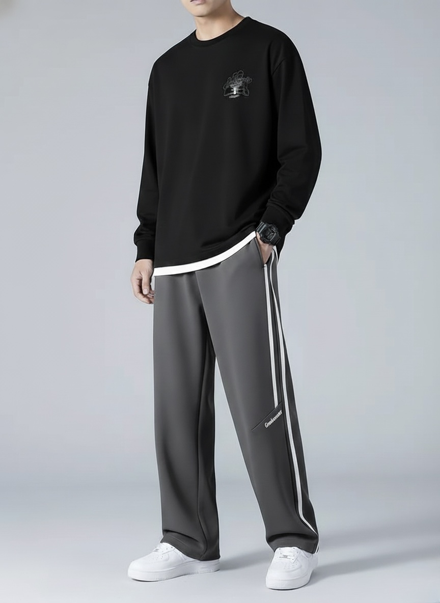 Premium Cotton Fleece Straight-Leg Track Pants