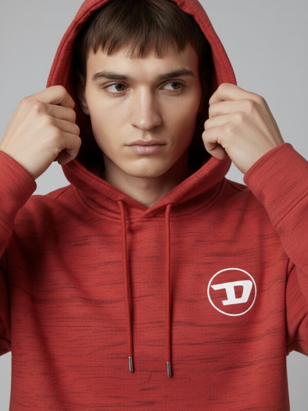 Cotton Fleece Men's Red Heathered Fleece Hoodie – Circle D Logo